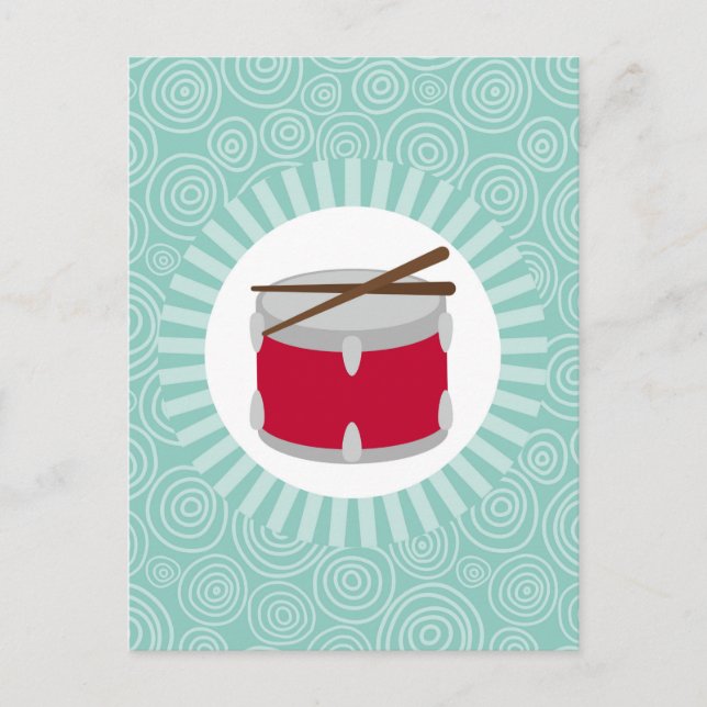 Drums Fun Turquoise Swirl Music Postkarte (Vorderseite)