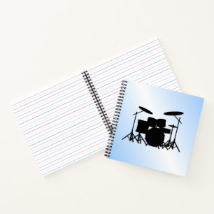 Drums Music Design Blau Notizbuch