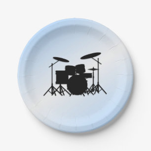 Drums Music Design Blau Pappteller