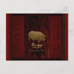 Drums Pig Jahr vietnamesische Gruß Postkarte