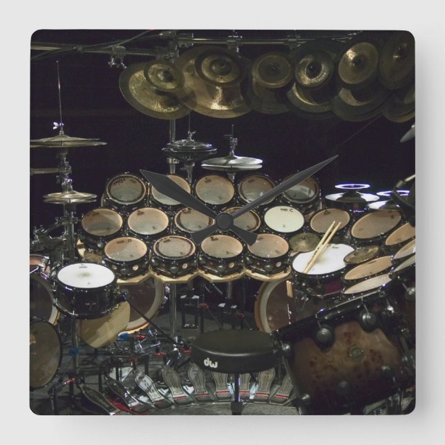 Drums Power Quadratische Wanduhr (Vorderseite)