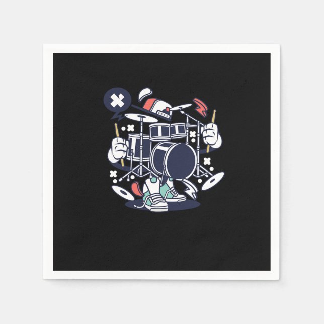 Drumset Drummers Music Lovers Musicians Drums Rock Serviette (Vorderseite)
