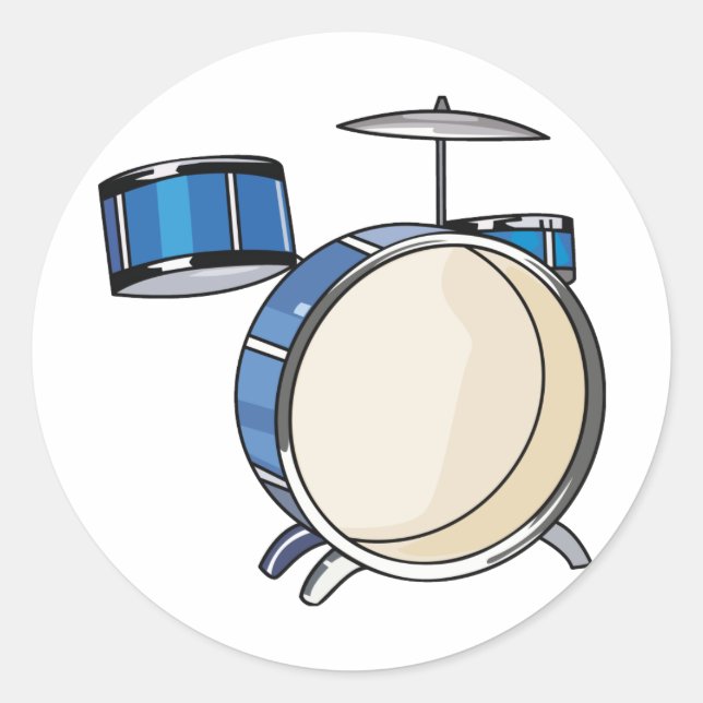 Drumset einfach drei Stück blue.png Runder Aufkleber (Vorderseite)