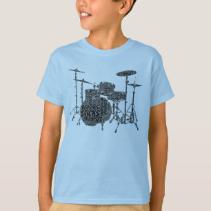 Drumset Gestalteter Schwarzer Text T-Shirt