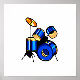 Drumset Graphic Blue Versions Trap Set Image Poster