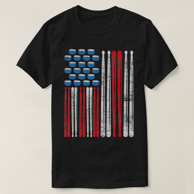 Drumsticks American Drummer US Flag Schlagzeug Dru T-Shirt (Design vorne)