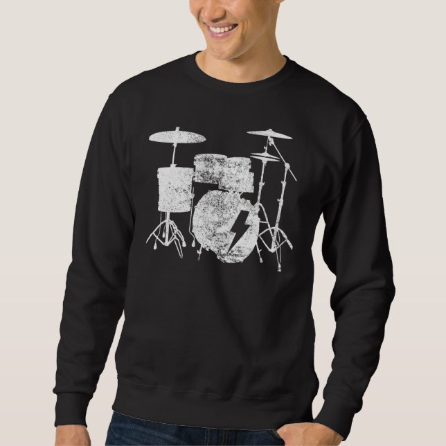 Drumsticks Drummer Vintag Drumkit Sweatshirt (Vorderseite)