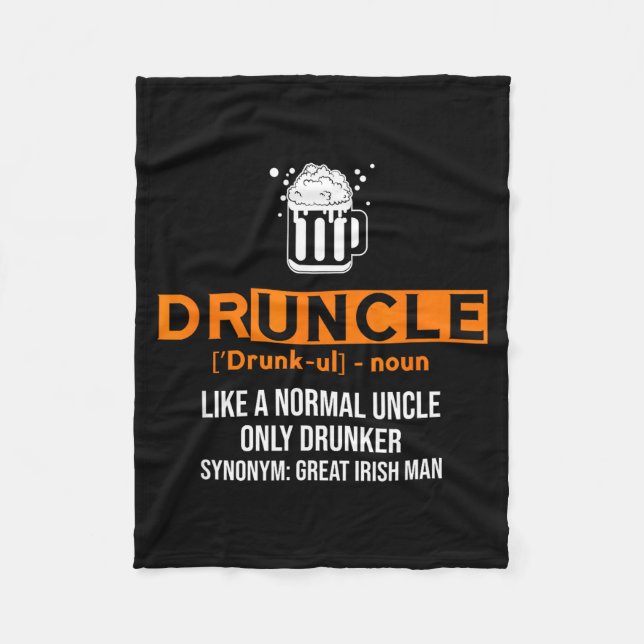Druncle Funny St Patricks Day 2020 Iri-shirt  Fleecedecke (Vorderseite)
