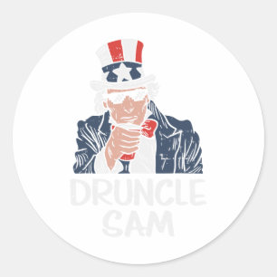 Druncle Sam Funny Uncle Sam Beer 4. Juli Party Runder Aufkleber