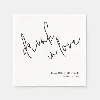 Drunk in Love Wedding Napkins Minimalist Serviette