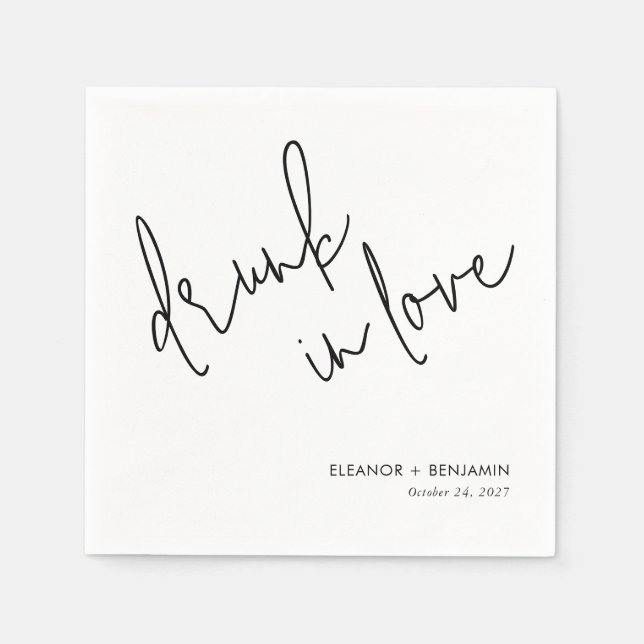 Drunk in Love Wedding Napkins Minimalist Serviette (Vorderseite)