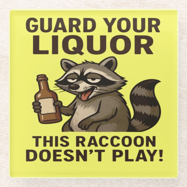 Drunk Raccoon Glasuntersetzer (Vorderseite)