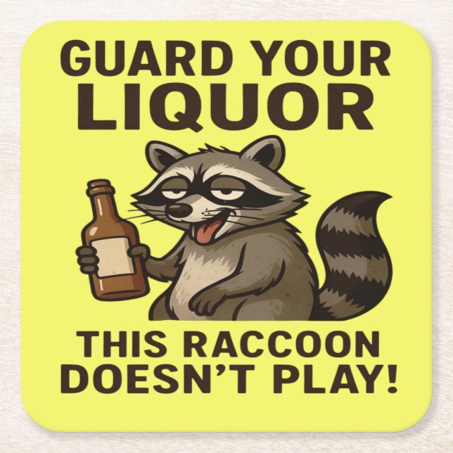 Drunk Raccoon Rechteckiger Pappuntersetzer (Vorderseite)