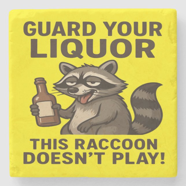 Drunk Raccoon Stone Coaster Steinuntersetzer (Vorderseite)