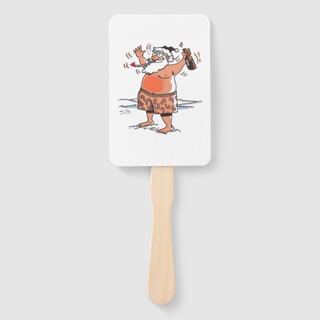 Drunk Santa rectangle hand fans Fächer (Vorderseite)