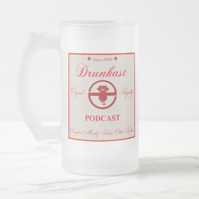 Drunkast Podcast-Tasse Mattglas Bierglas (Links)