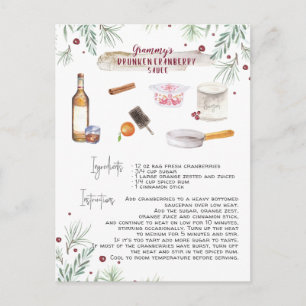 Drunken Cranberry Sauce Rezept Feiertage Postkarte