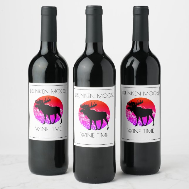 Drunken Elche Weinzeit Weinetikett (Flaschen)