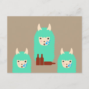 Drunken Emoji Llama (Bier) Postkarte