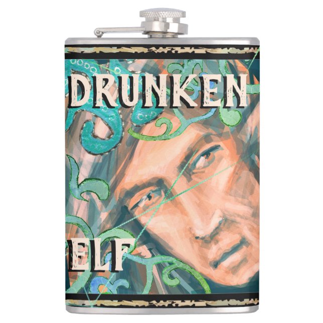 Drunken Green Wood Elf Elf Elf Brew Flachmann (Vorderseite)