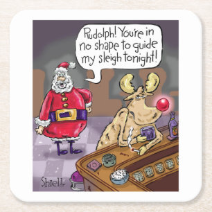 Drunken Rudolph der roten Nasenrinne Rechteckiger Pappuntersetzer