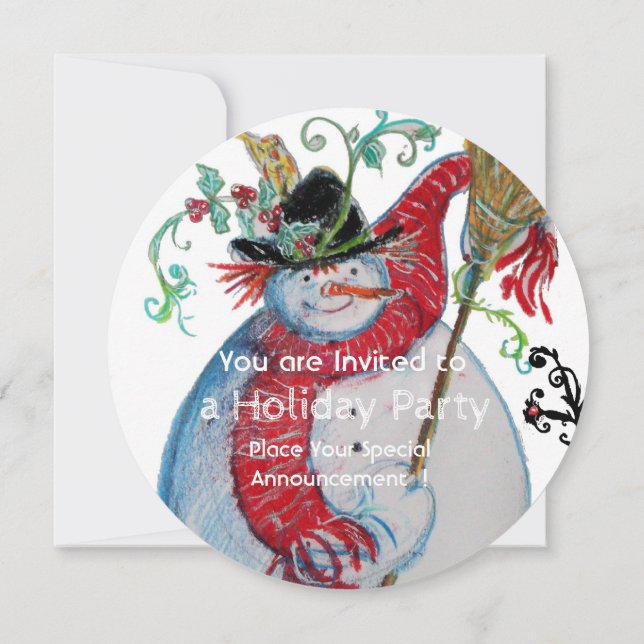 DRUNKEN SNOWMAN MIT VÖGELN WINTER FERIENPARTEI EINLADUNG (Rückseite)
