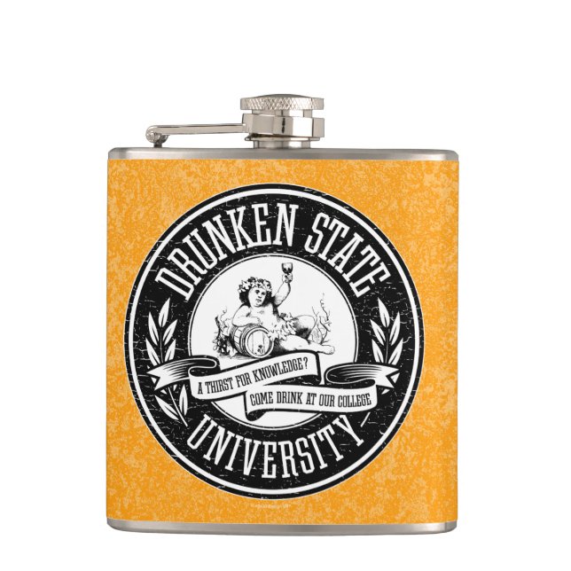 Drunken Staat Universitätsflasche Flachmann (Vorderseite)