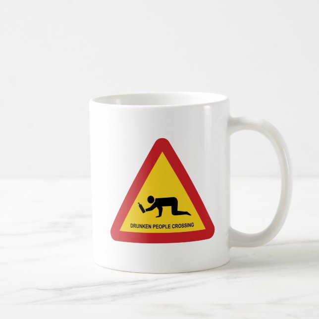 DRUNKENDE MENSCHEN ÜBERQUEREN VERKEHRSSIGN KAFFEETASSE (Rechts)