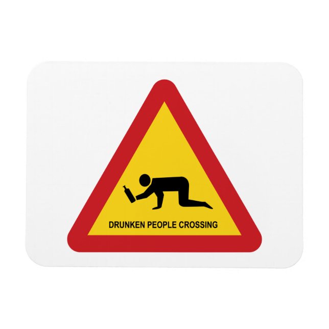 DRUNKENDE MENSCHEN ÜBERQUEREN VERKEHRSSIGN MAGNET (Horizontal)