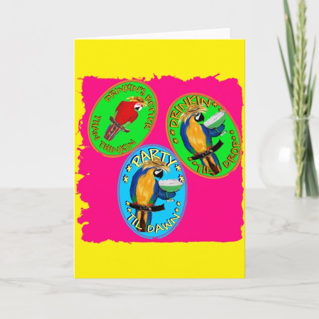 DRUNKIN PARROTS FEIERTAGSKARTE (Vorderseite)