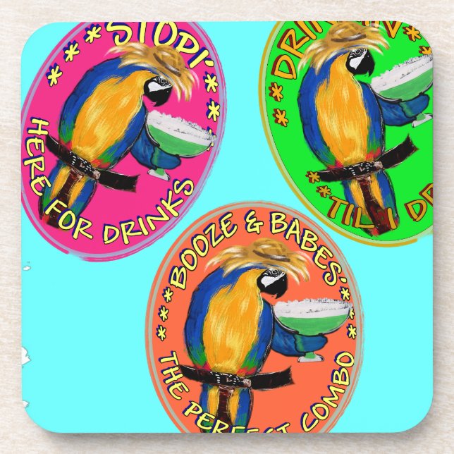 DRUNKIN PARROTS GETRÄNKEUNTERSETZER (Vorderseite)