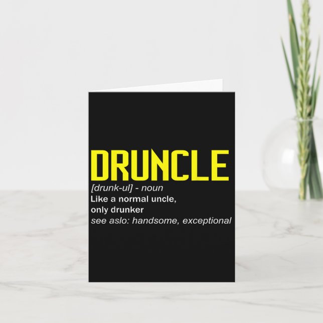 Drunkle Definition Welten Bester Onkel je Funny Dr Karte (Vorderseite)