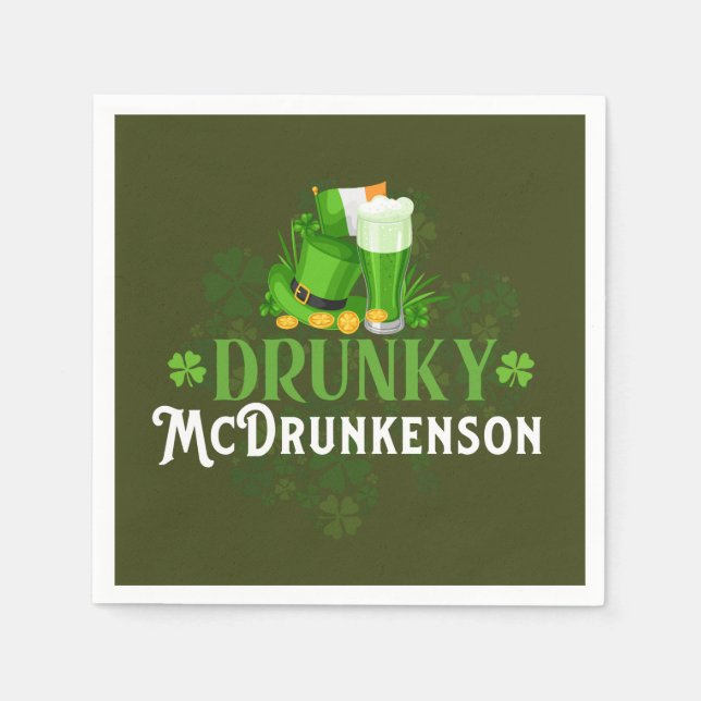 Drunky McDrunkerson St. Patrick's Day Serviette (Vorderseite)
