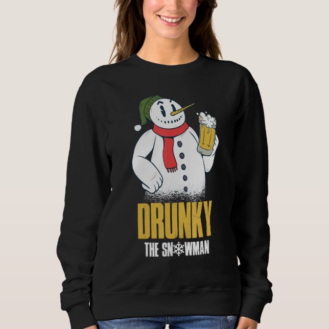 Drunky The Snowman Merry Drunk I'm Christmas  Xmas Sweatshirt (Vorderseite)