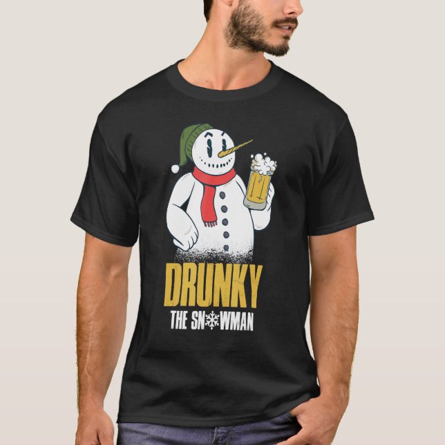Drunky The Snowman Merry Drunk I'm Christmas  Xmas T-Shirt (Vorderseite)