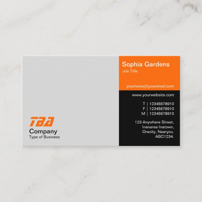 Drüsen - Lt Grau, Orange und Schwarz Visitenkarte (Vorderseite)