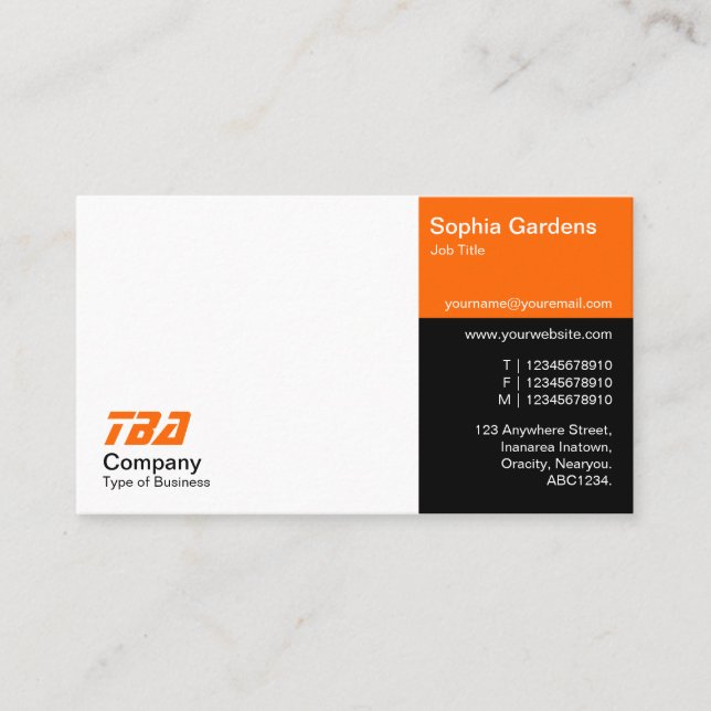 Drüsen - weiß, orange und schwarz visitenkarte (Vorderseite)