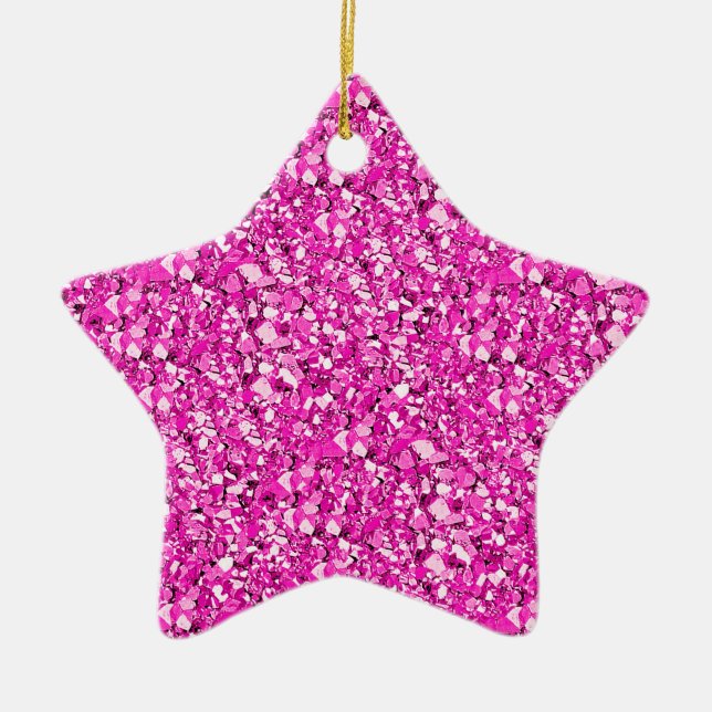 Druzy Quarzkristalle - fuchsienrosa Keramik Ornament (Vorne)