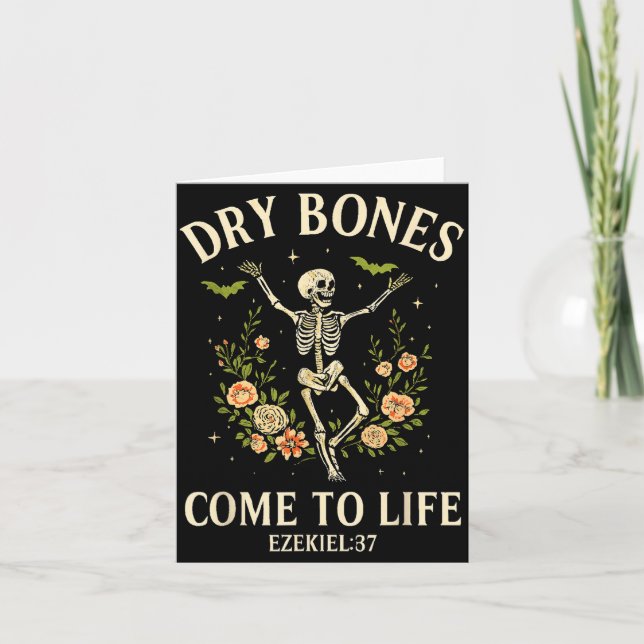 Dry Bones Come To Life Dancing Floral Skeleton  Karte (Vorderseite)