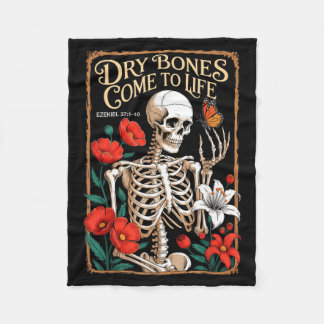 Dry Bones Come to Life Skeleton Floral Ezekiel Fleecedecke
