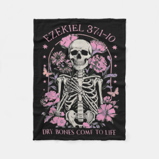 Dry Bones Come to Life Skeleton Floral Ezekiel Fleecedecke