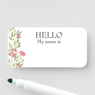 Dry Erase Wiederverwendbare Hello Floral Blume Namensschild
