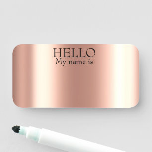 Dry Erase Wiederverwendbare Hello Rose Gold Metal Namensschild