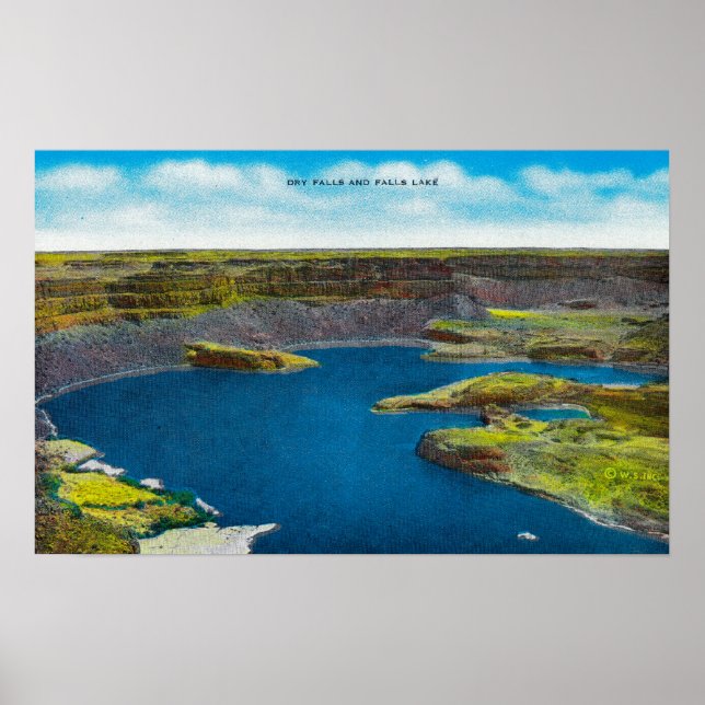 Dry Falls and Falls Lake, Grand Coulee Dam Poster (Vorne)