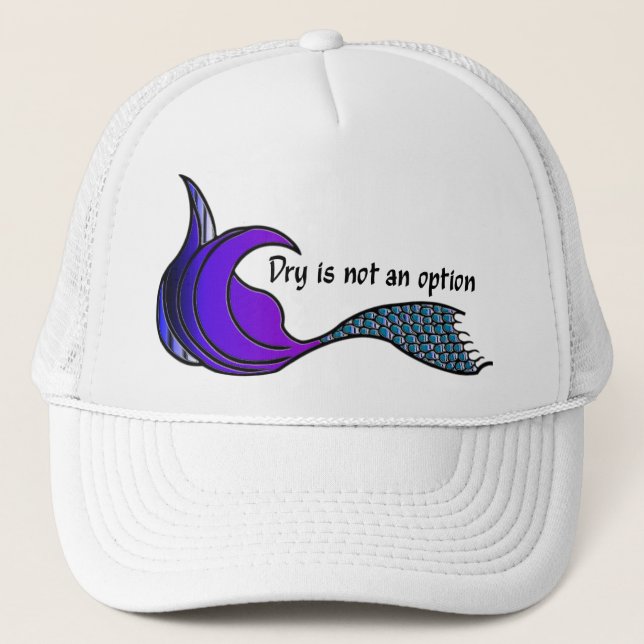 Dry ist kein lila und aquamariner Schwanz Truckerkappe (Vorderseite)