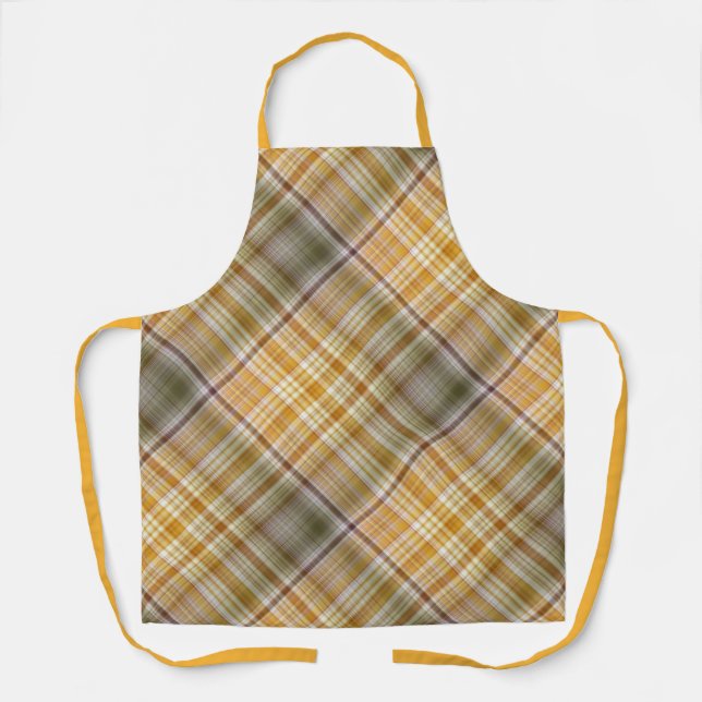 Dry Mais Gelb und Olivengrün Kariert Schürze (Vorderseite)