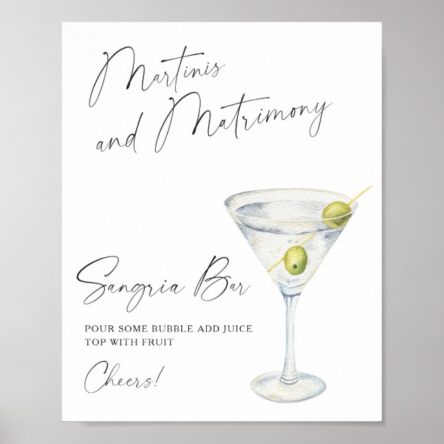 Dry Martini Brautparty sangria Bar Poster (Vorne)