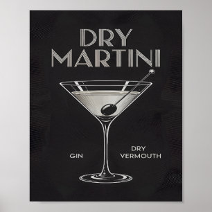 Dry Martini Cocktail Gin Wermut Elegant Schwarz Poster