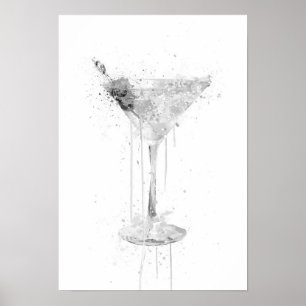 Dry Martini Cocktail Wandkunst-Druck (Graue Editio Poster