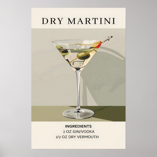 Dry Martini Coctail Poster (Vorne)